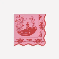 Pink Vintage Botanical Small Napkins, Set of 16