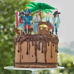 Pirates & Palm Tree Cake Toppers, Pack of 7