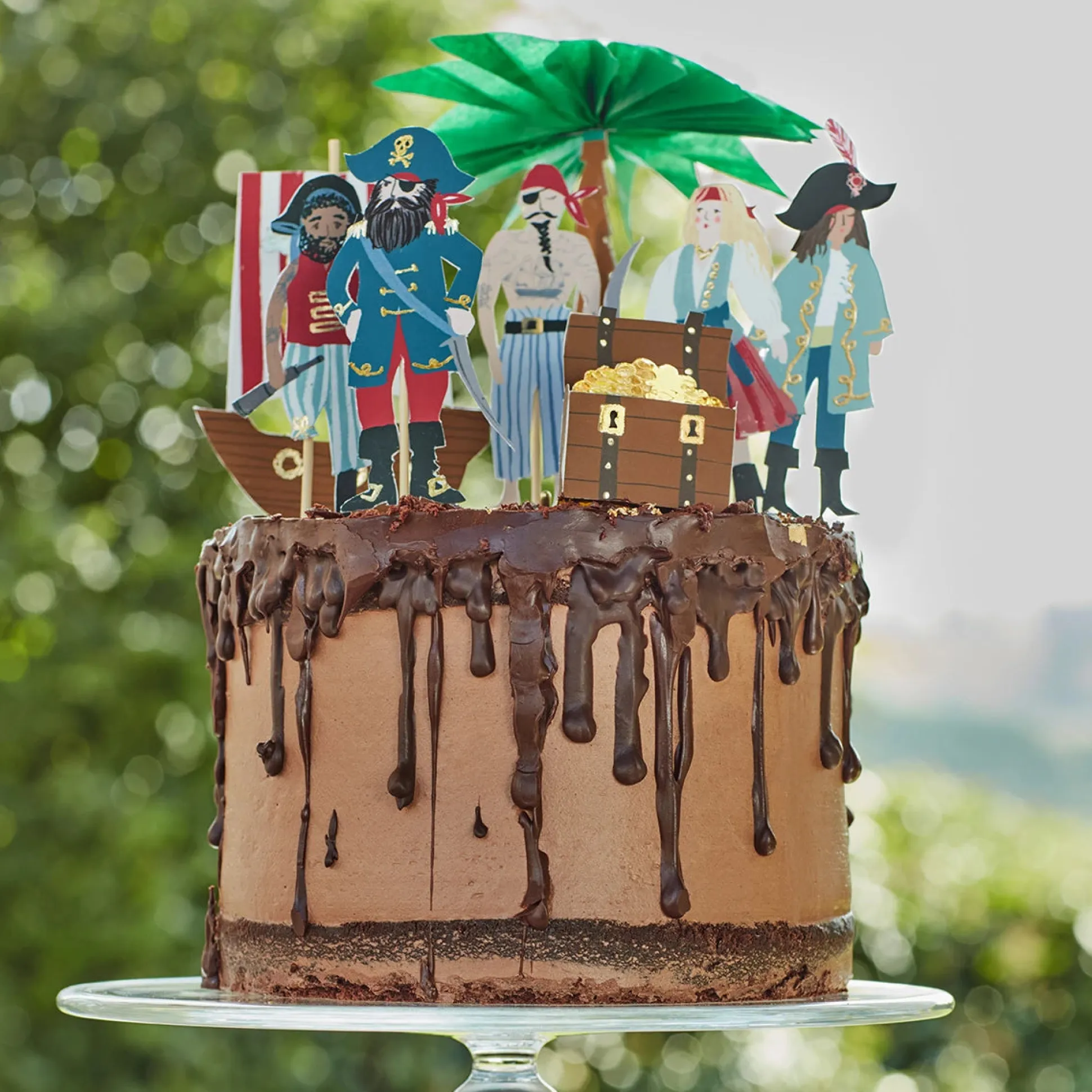 Pirates & Palm Tree Cake Toppers, Pack of 7