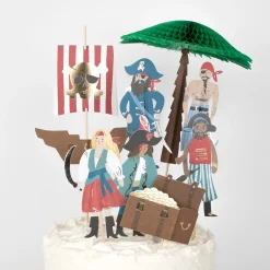 Pirates & Palm Tree Cake Toppers, Pack of 7