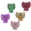 Plaid Bow Ornaments, Set of 5