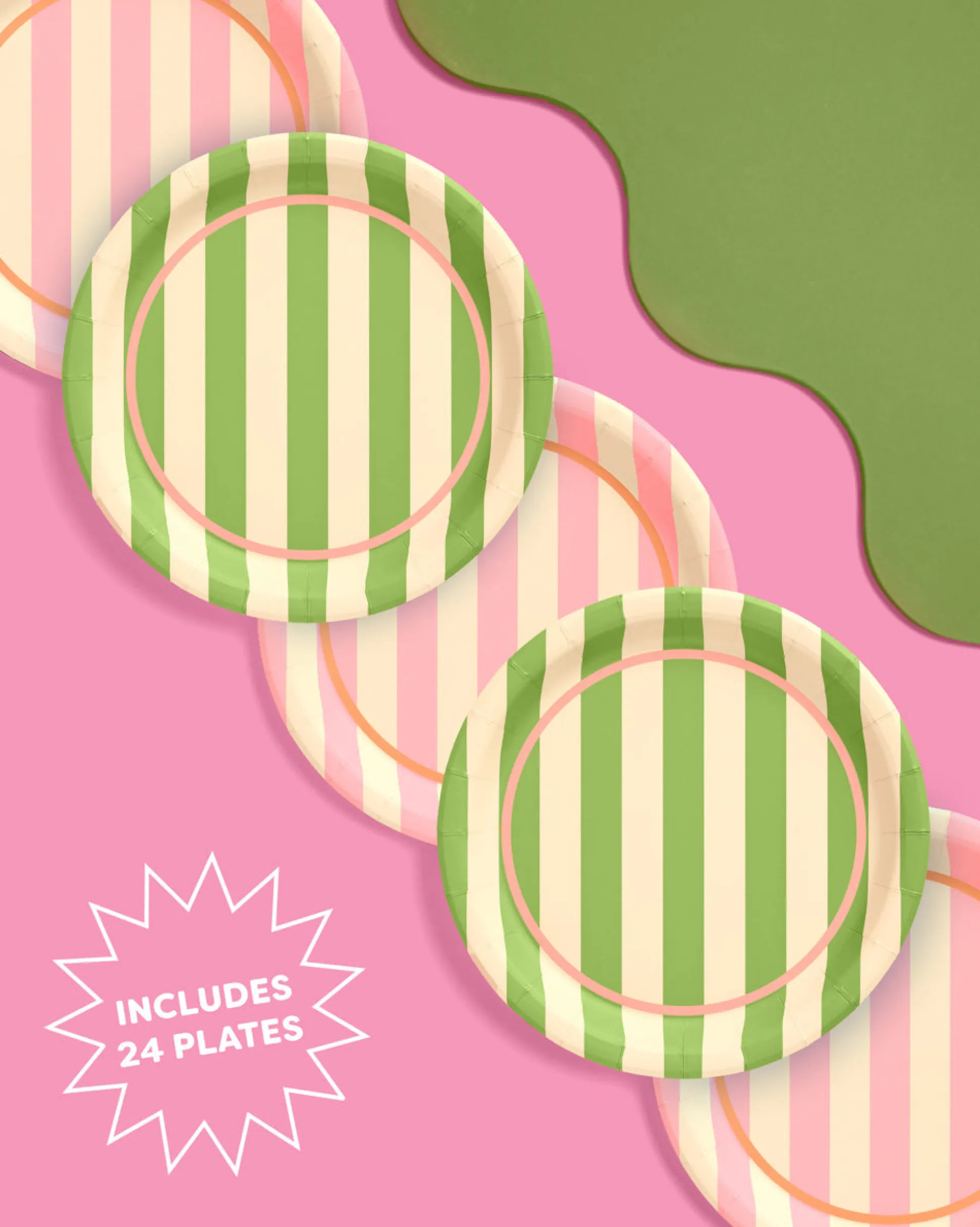 Pool Boy Plates - 24 striped paper plates