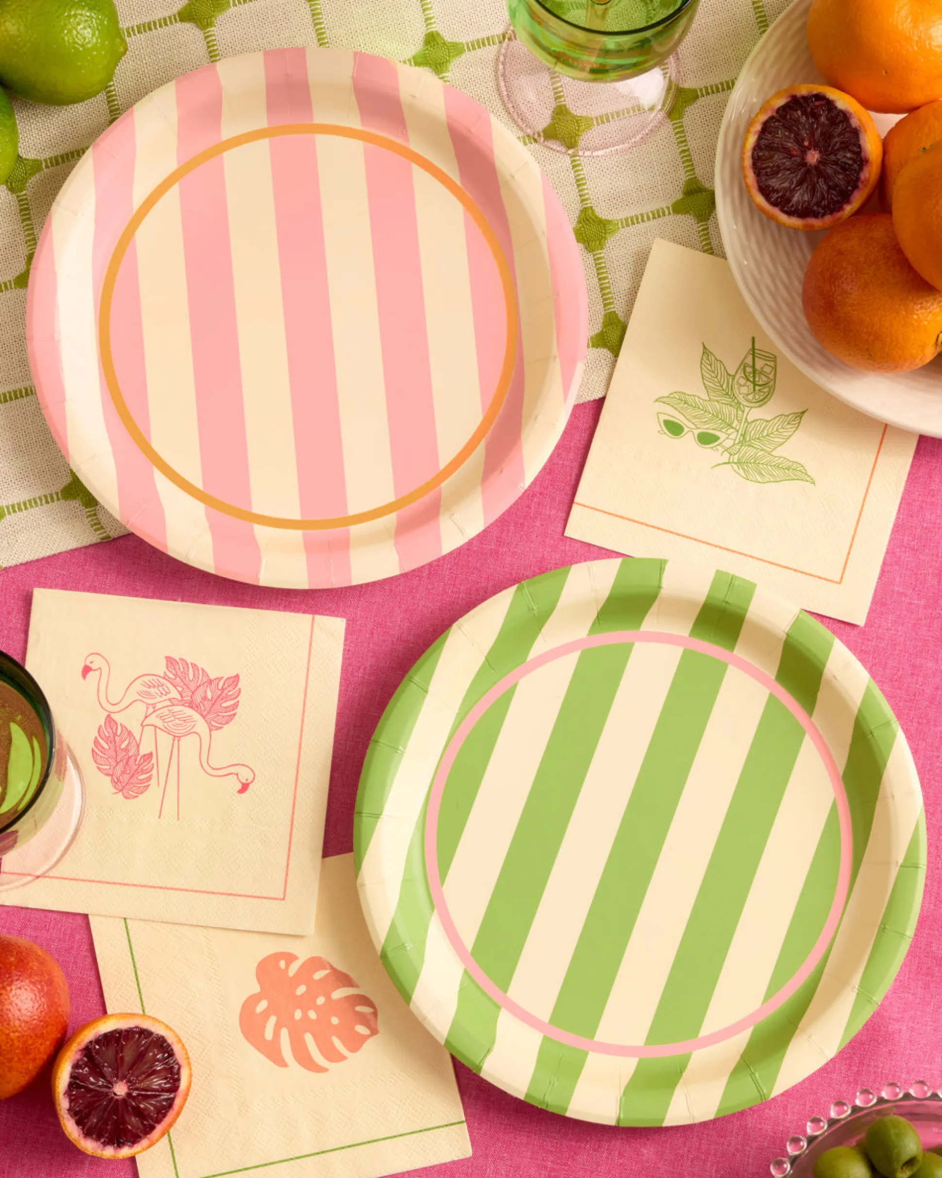 Pool Boy Plates - 24 striped paper plates