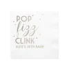 Pop Fizz Clink Personalized Cocktail Napkin, Silver Foil