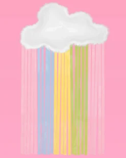 Rainbow Cloud Balloon with Feather Trim - 27"