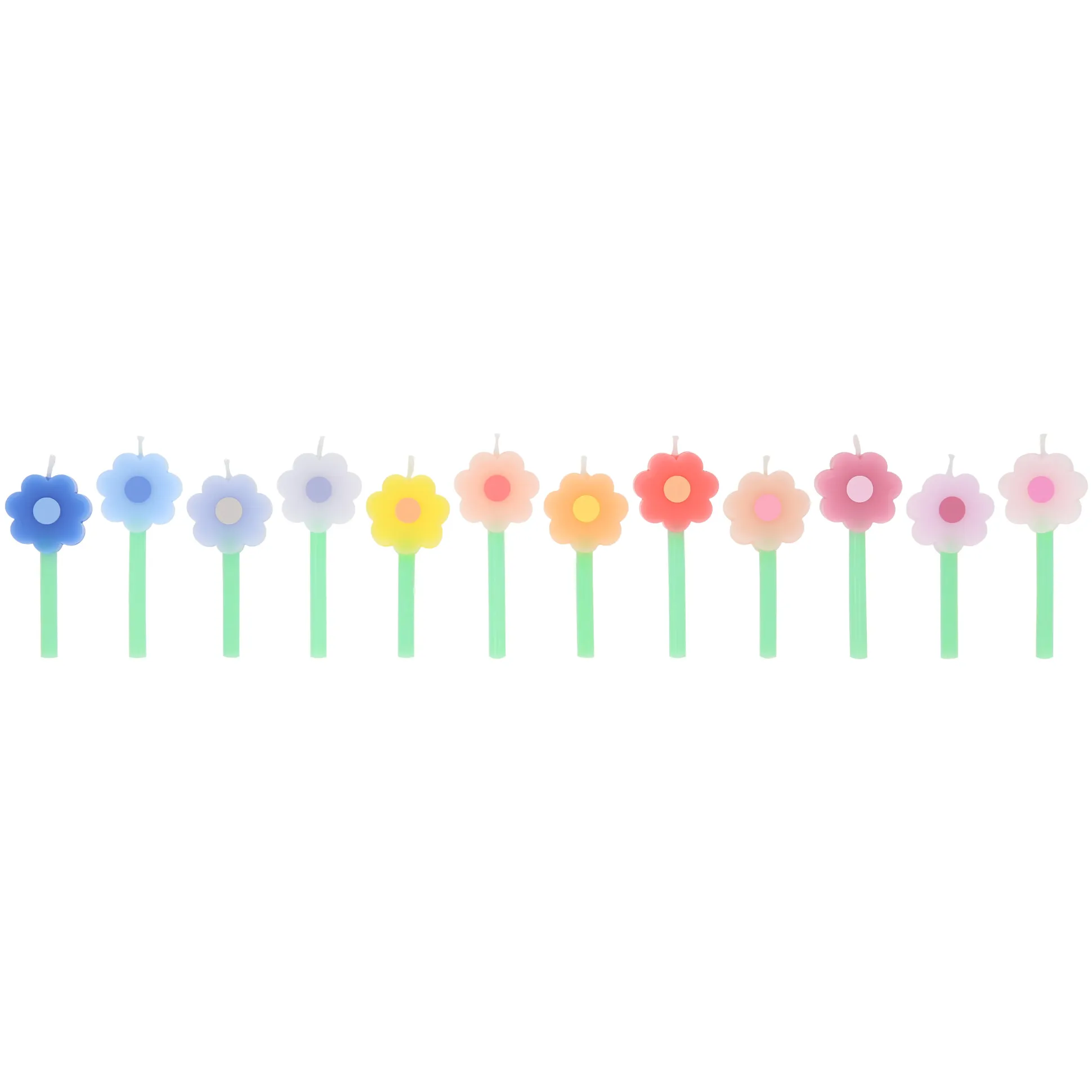 Rainbow Daisy Candles, Pack of 12
