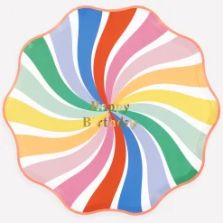 Rainbow Swirl Happy Birthday Dinner Plates (x 8)