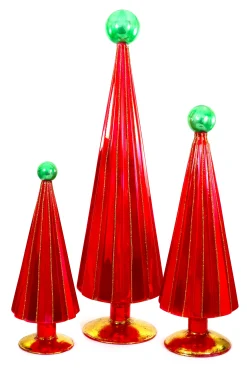 Red and Green Tree, Set of 3