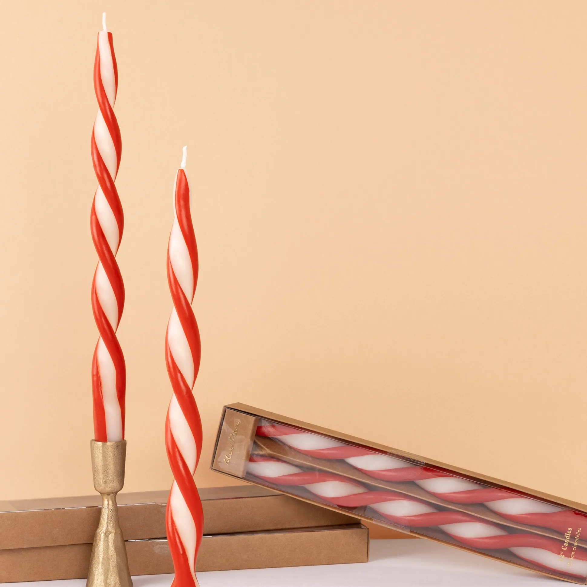 Red Stripe Twist Candles