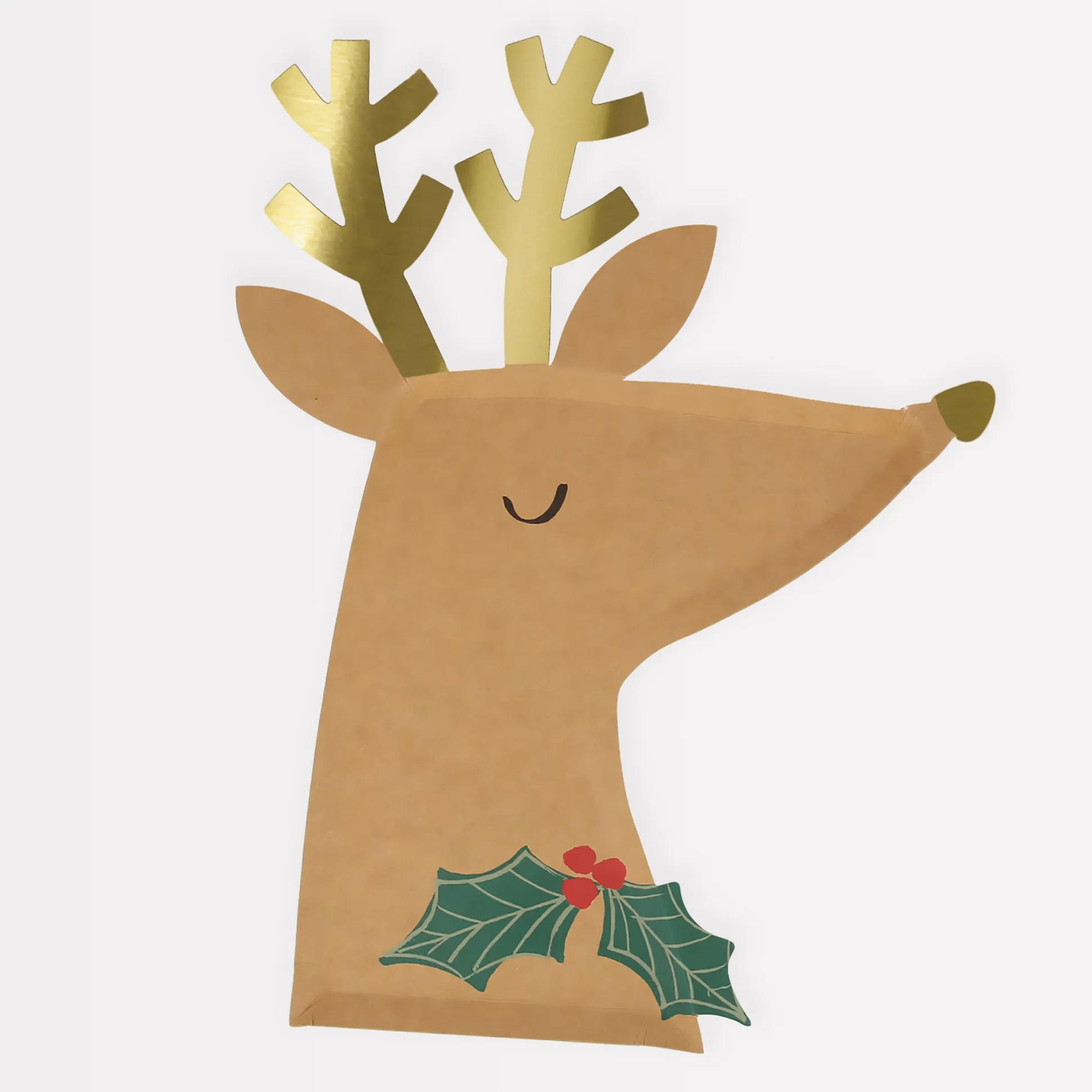 Reindeer With Holly Plates, Pack of 8