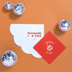 Retro Disco Ball Cocktail Napkin, Gold Foil