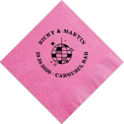 Retro Disco Ball Cocktail Napkin, Black Foil