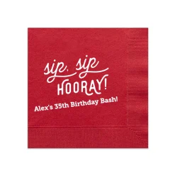 Retro Sip Sip Custom Cocktail Napkin, White Foil