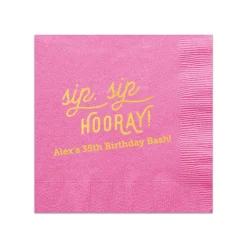 Retro Sip Sip Custom Cocktail Napkin, Gold Foil