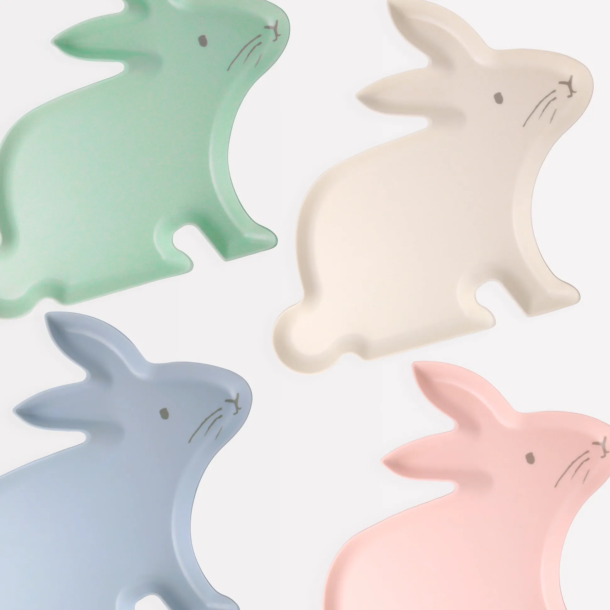 Reusable Bamboo Bunny Plates, Assorted Pack of 4