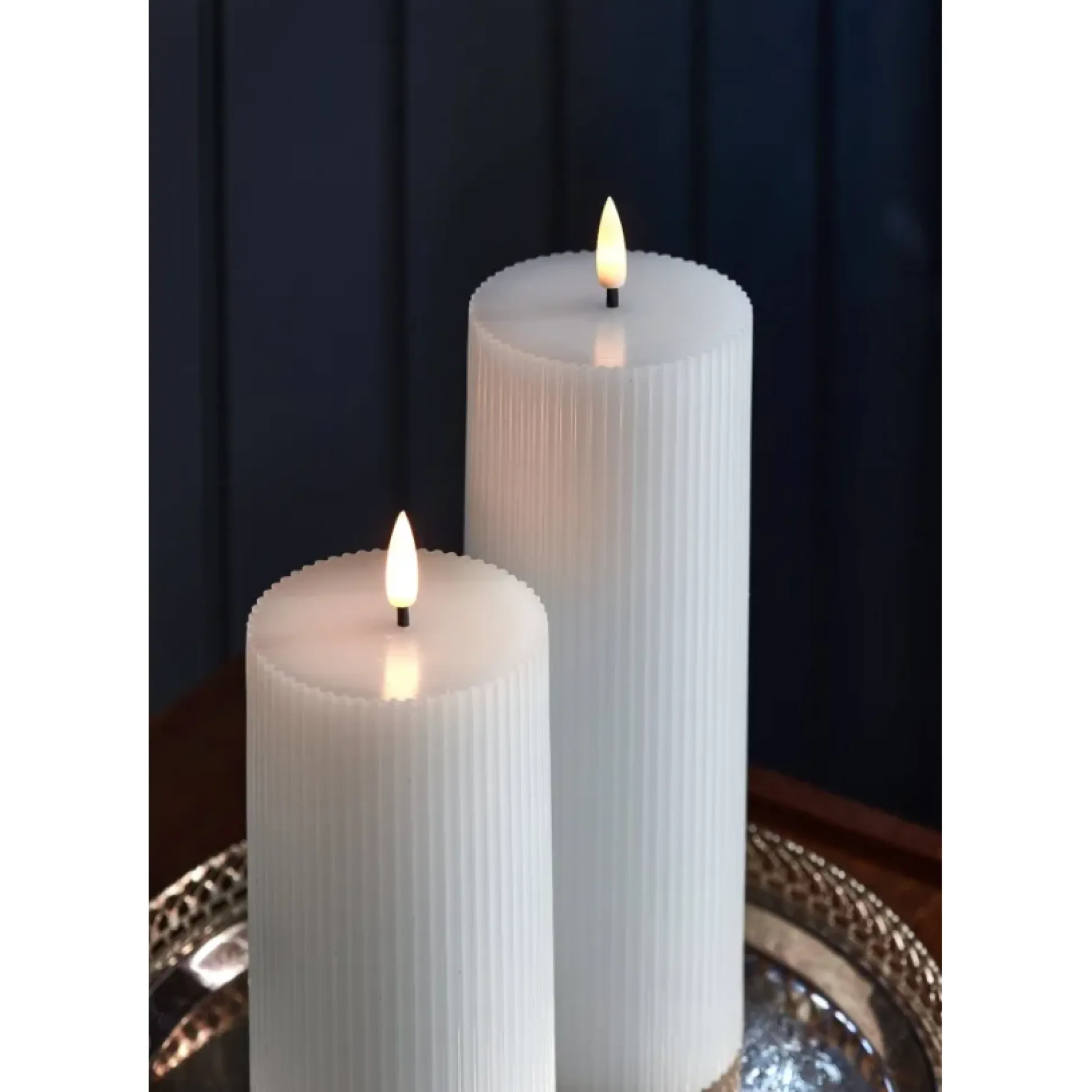 Ribbed Pillar Candles, Set of 3