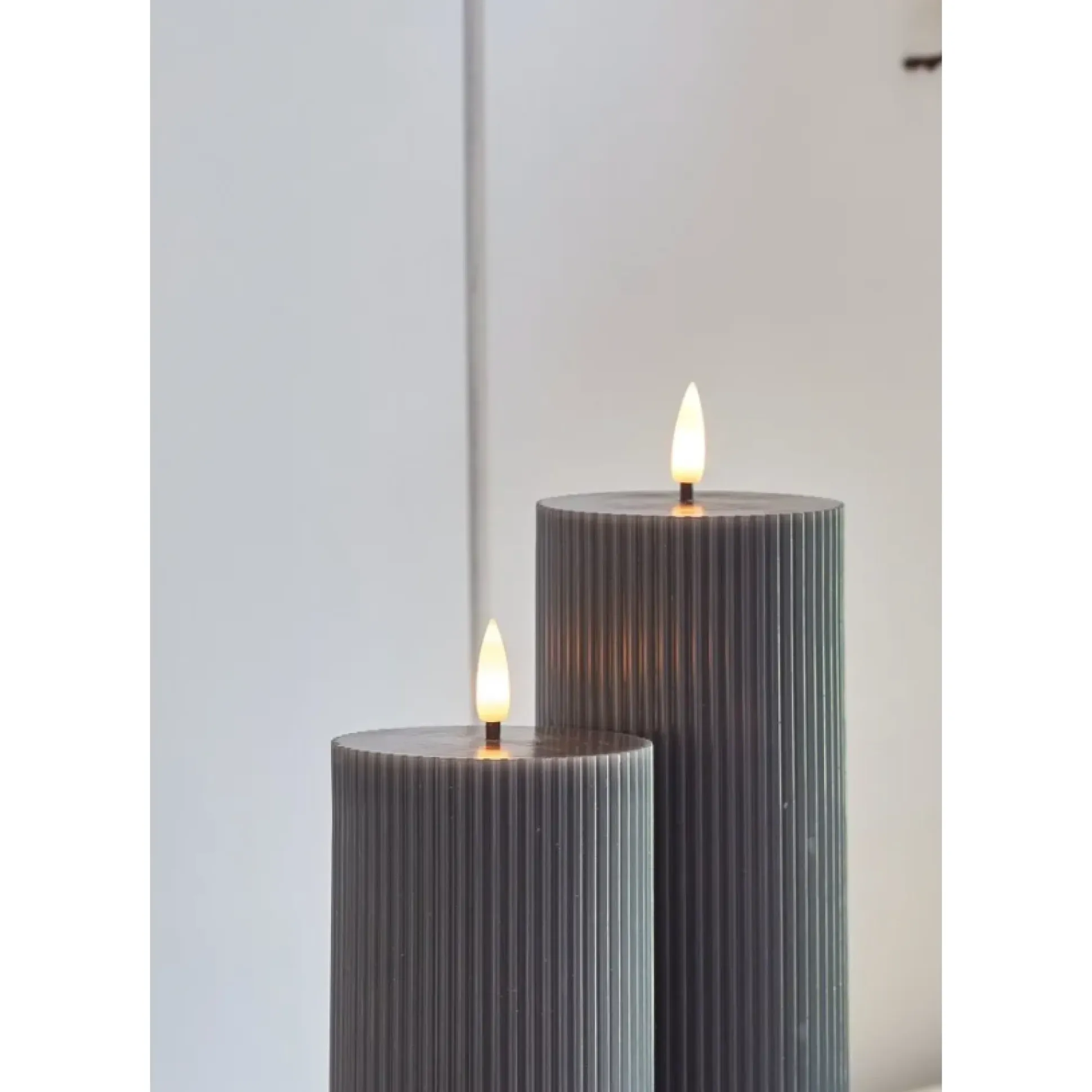 Ribbed Pillar Candles, Set of 3