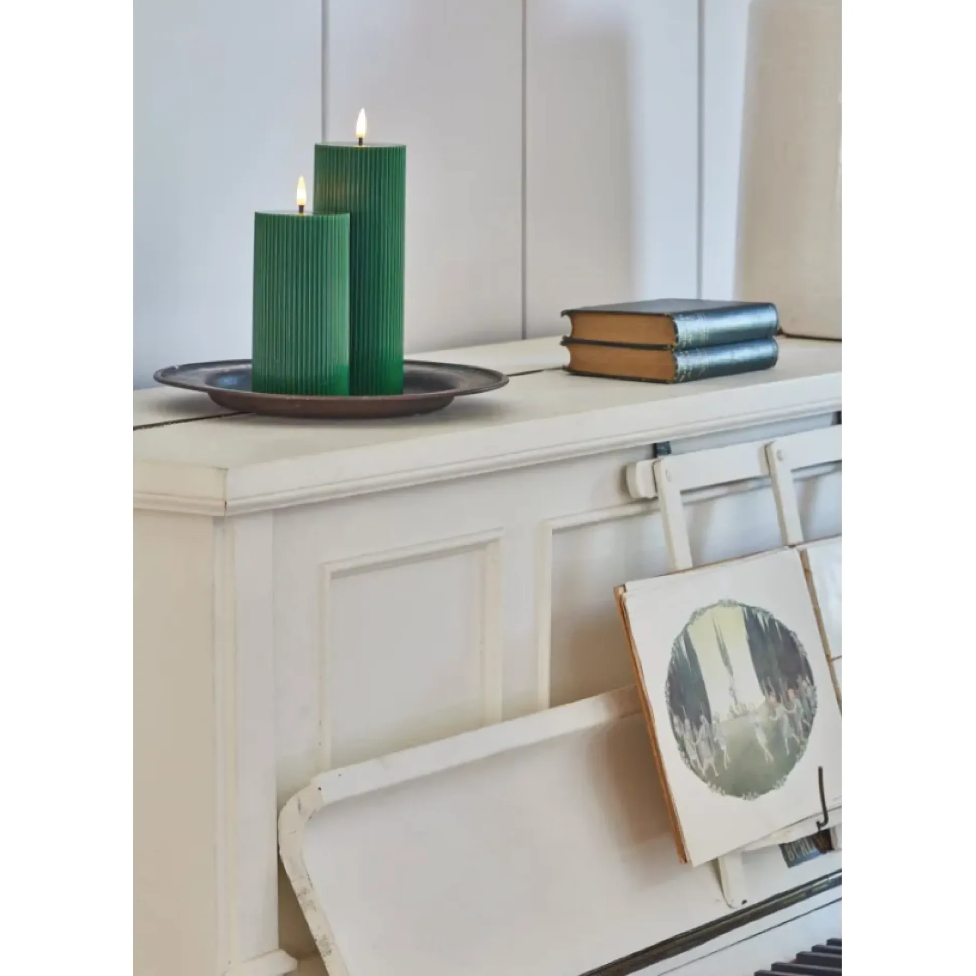 Ribbed Pillar Candles, Set of 3