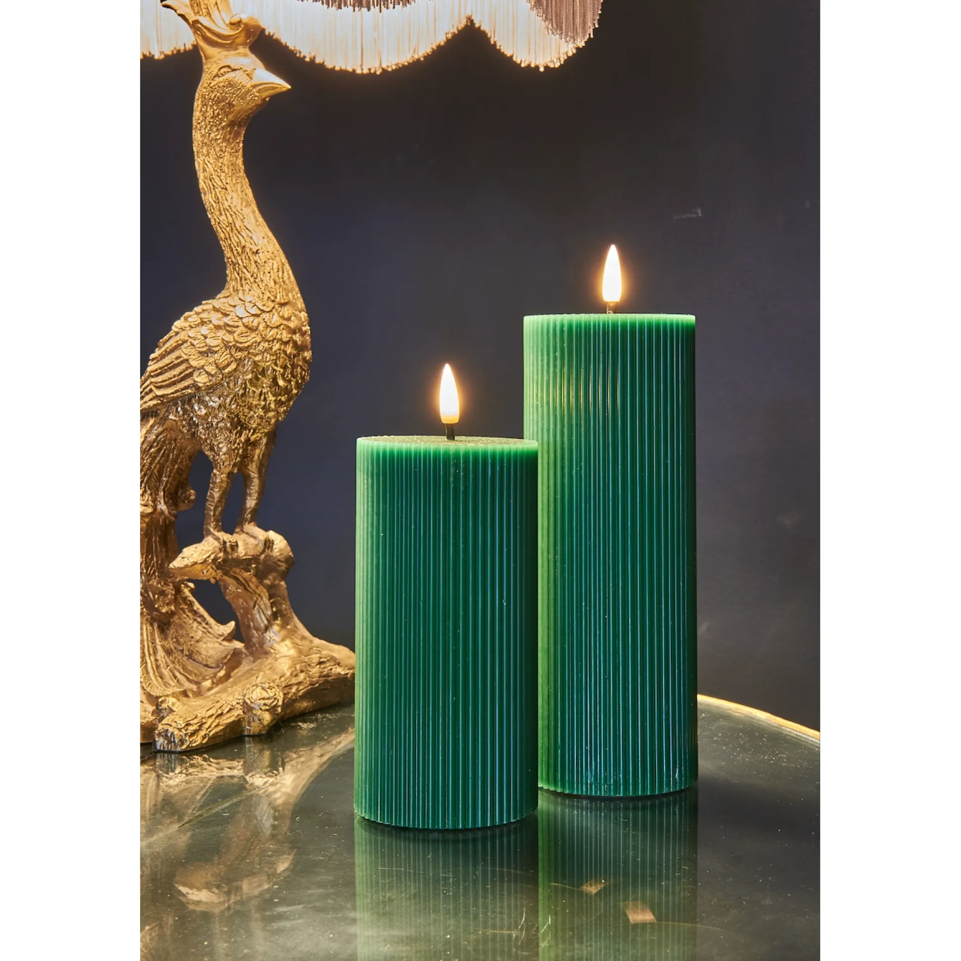 Ribbed Pillar Candles, Set of 3