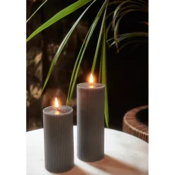 Ribbed Pillar Candles, Set of 3