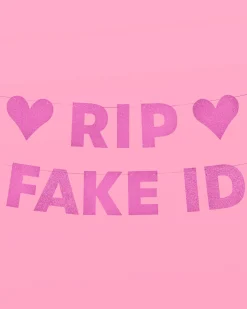 RIP Fake ID Banner - Pink Glitter Banner