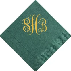 Romantic Monogram Napkin, Gold Foil