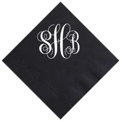 Romantic Monogram Napkin, White Foil