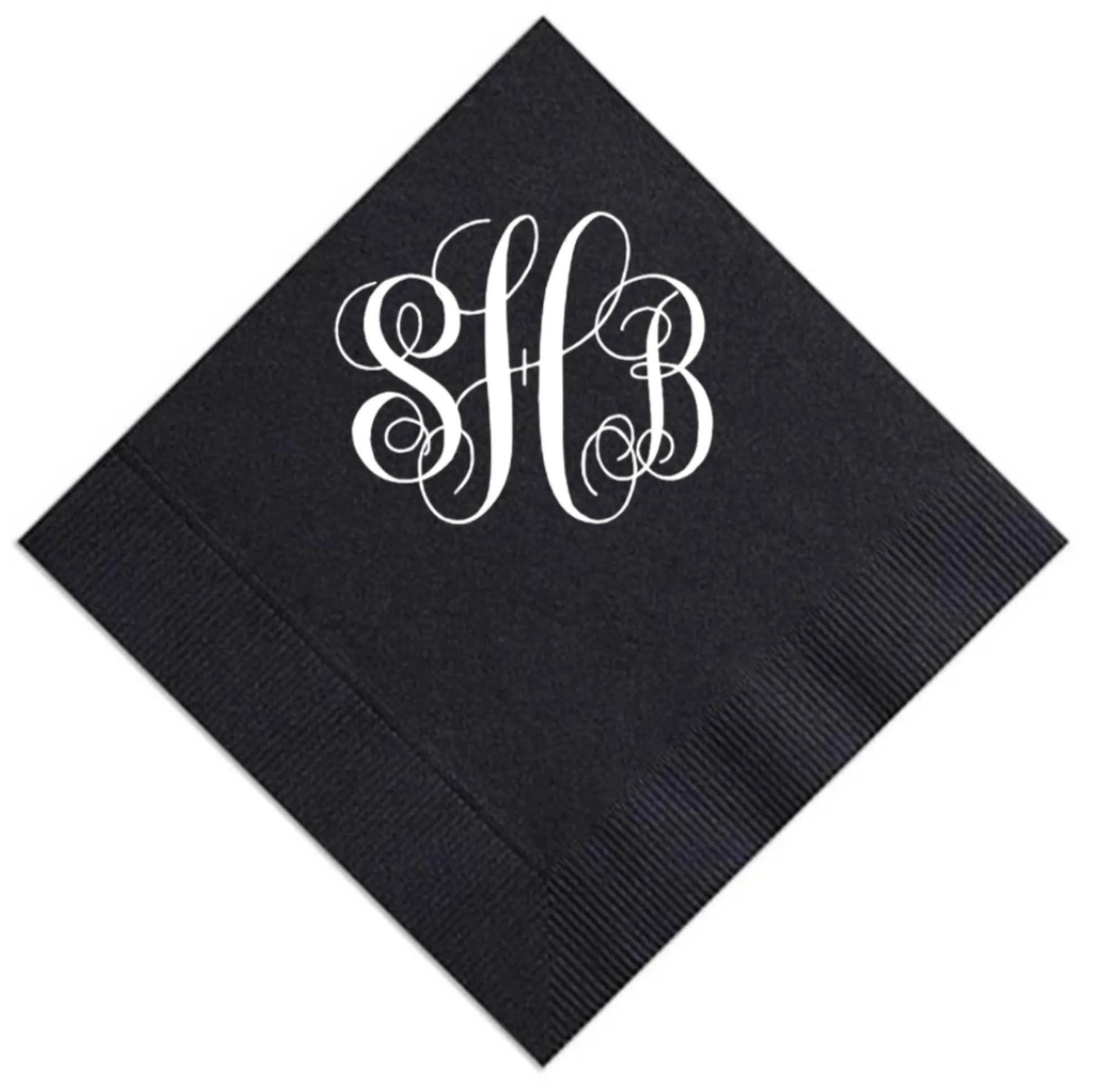 Romantic Monogram Napkin, White Foil