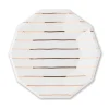 Rose Gold Frenchie Striped Large Plates, Pack of 8