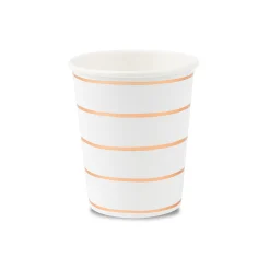 Rose Gold Frenchie Striped 9 oz Cups, Pack of 8