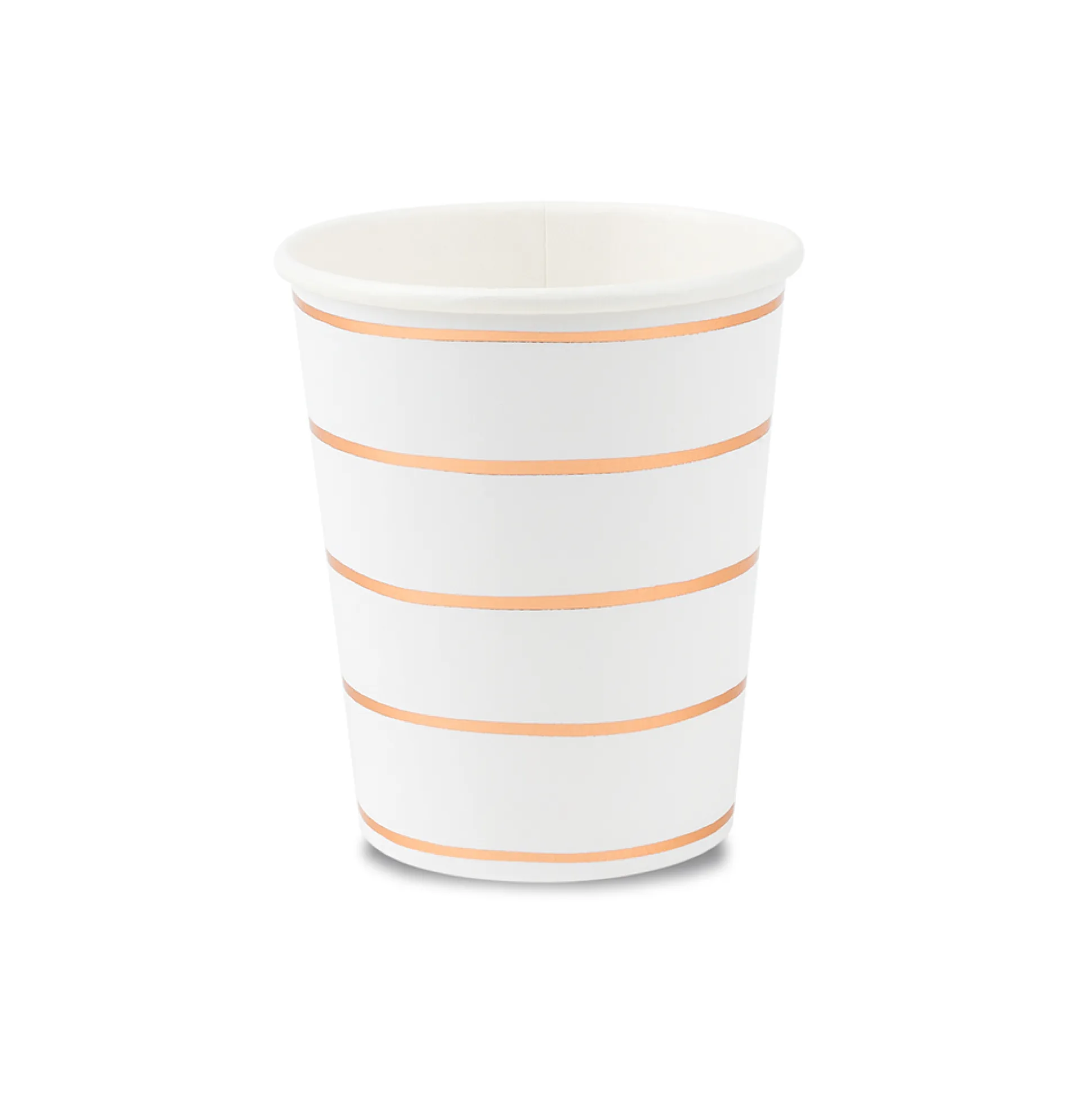 Rose Gold Frenchie Striped 9 oz Cups, Pack of 8