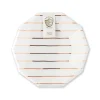 Rose Gold Frenchie Striped Small Plates, Pack of 8