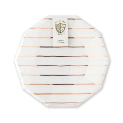 Rose Gold Frenchie Striped Small Plates, Pack of 8