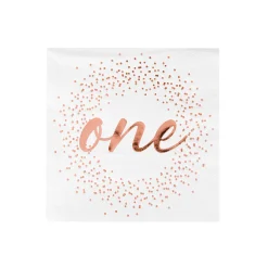 Rose Gold Onederland Cocktail Napkins, Pack of 20