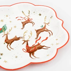 Santa, Sleigh & Reindeer Plates, Pack of 8