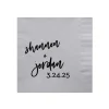 Script Names And Date Napkin, Black Foil