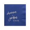 Script Names And Date Napkin, Silver Foil