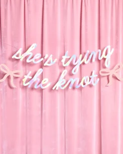 She's Tying the Knot Banner - iridescent foil banner