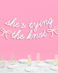 She's Tying the Knot Banner - iridescent foil banner