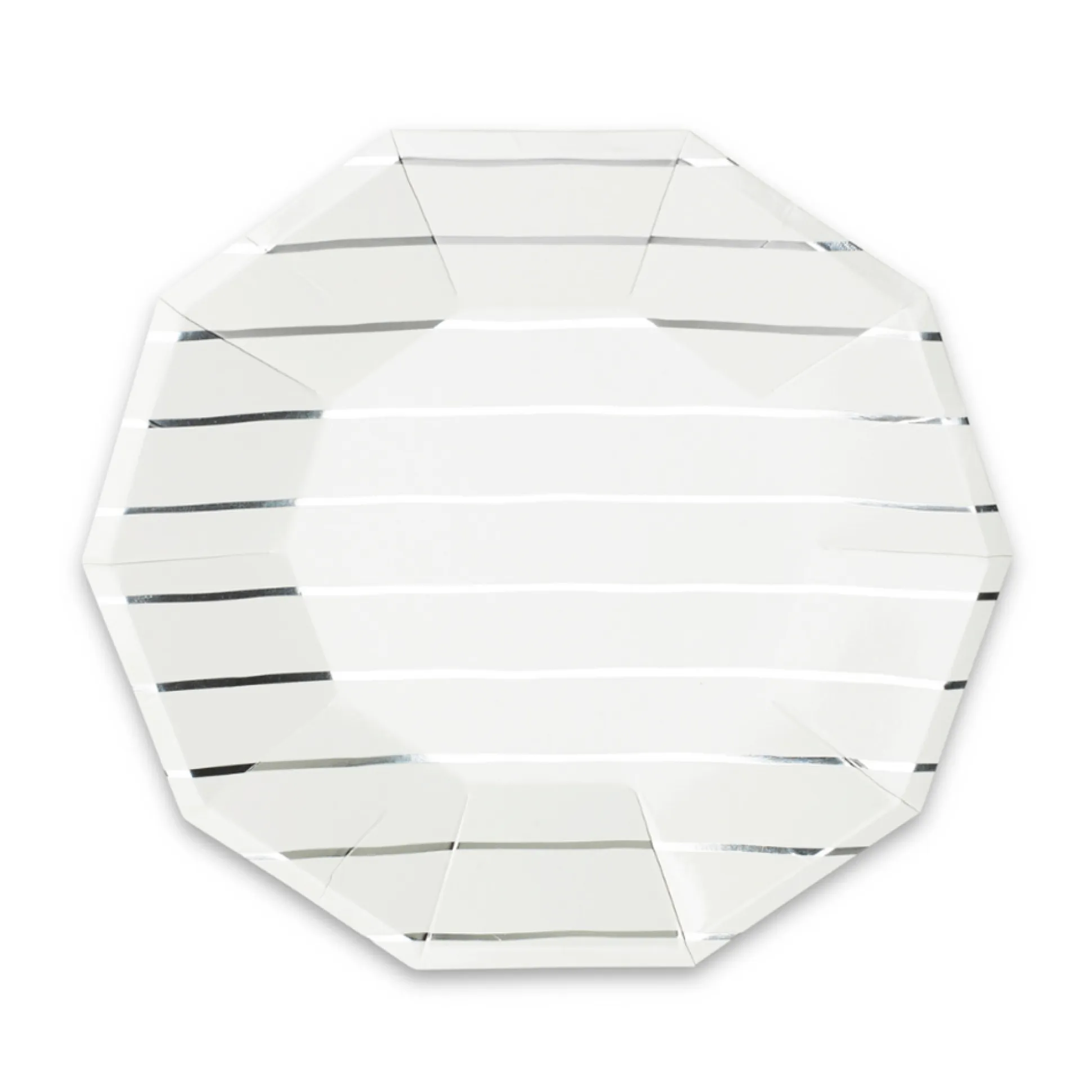 Silver Frenchie Striped Large Plates, Pack of 8