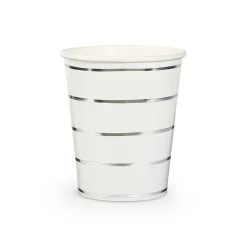 Silver Frenchie Striped 9 oz Cups, Pack of 8