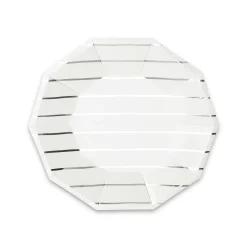 Silver Frenchie Striped Small Plates, Pack of 8