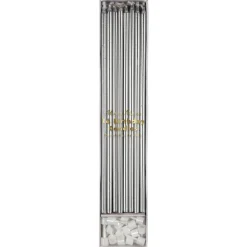 Silver Long Candles, Pack of 16