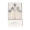 Silver Star Candles, Pack of 6