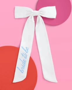 Something Blue Bow - White Satin Embroidered Bow