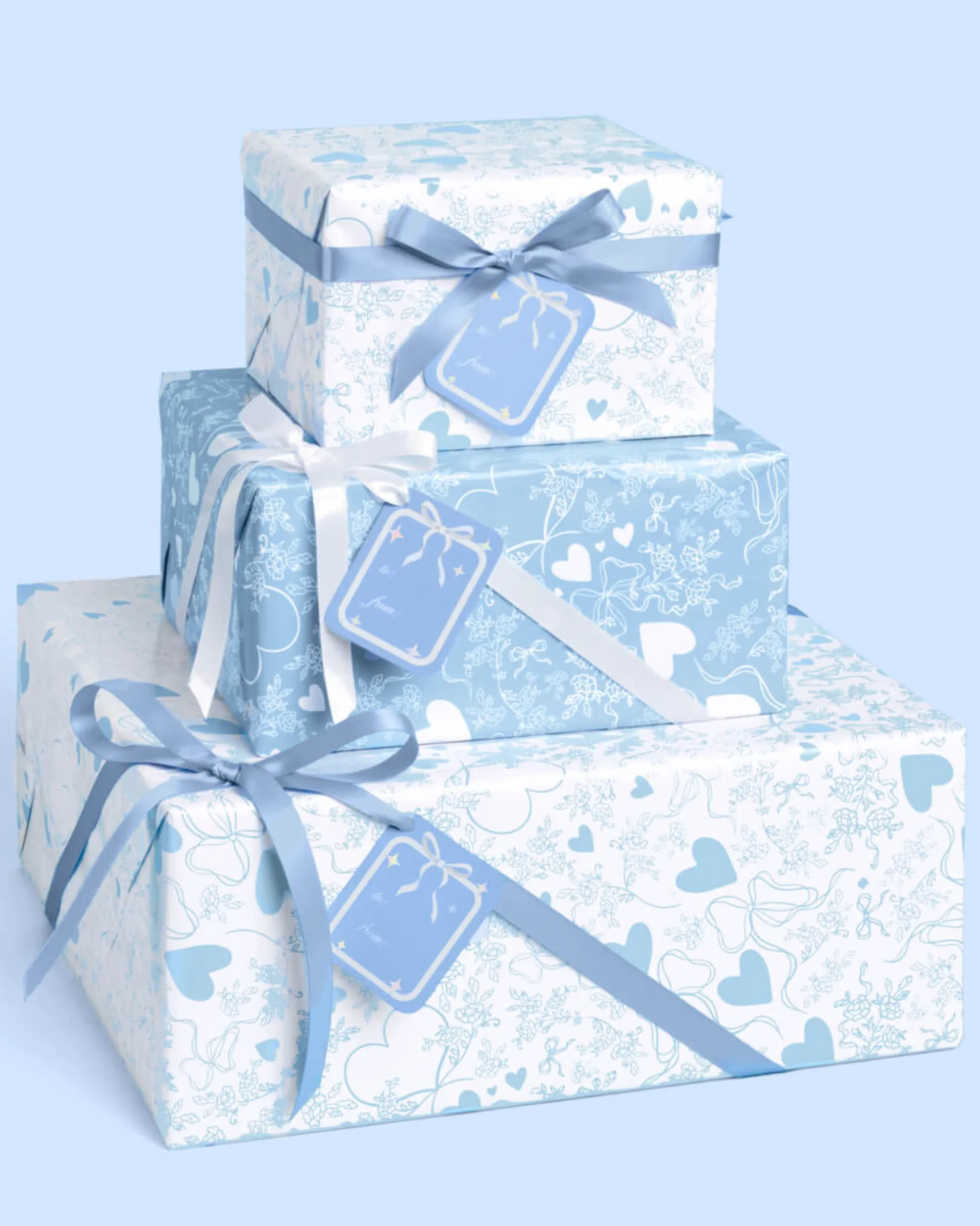 Something Blue Wrapping Paper Set - 12 sheets + 16 tags