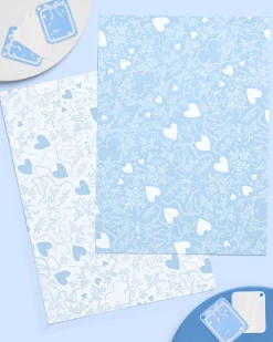 Something Blue Wrapping Paper Set - 12 sheets + 16 tags