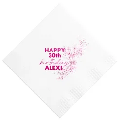 Sparkle Birthday Custom Napkin, Fuchsia Foil