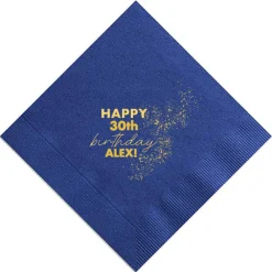 Sparkle Birthday Custom Napkin, Gold Foil