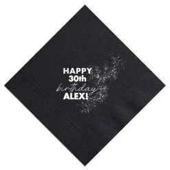 Sparkle Birthday Custom Napkin, White Foil